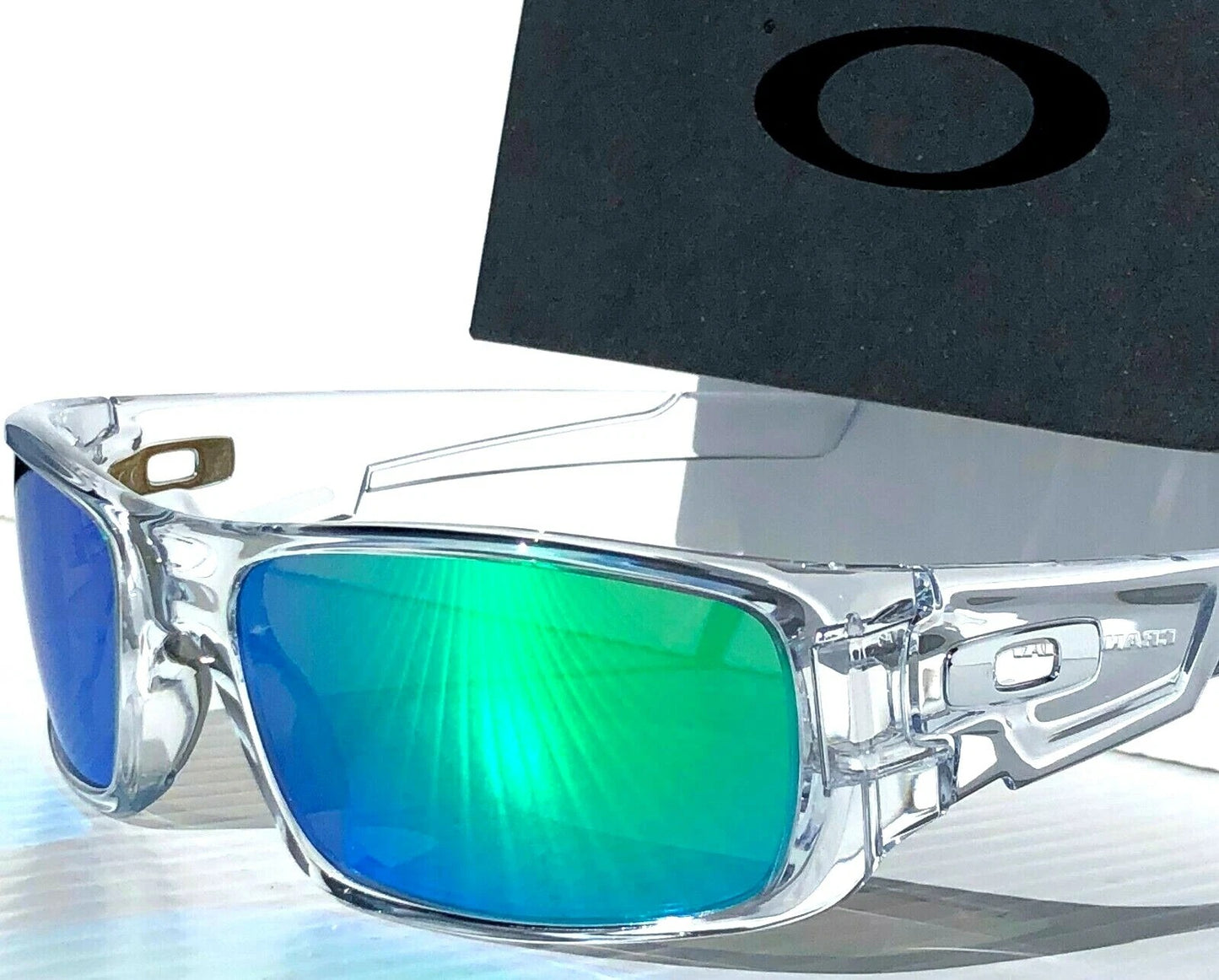 Oakley CRANKSHAFT Shiny Clear Frame POLARIZED Galaxy Jade Mirror Lens Sunglass 9239-04- Two-Lens Bundle!