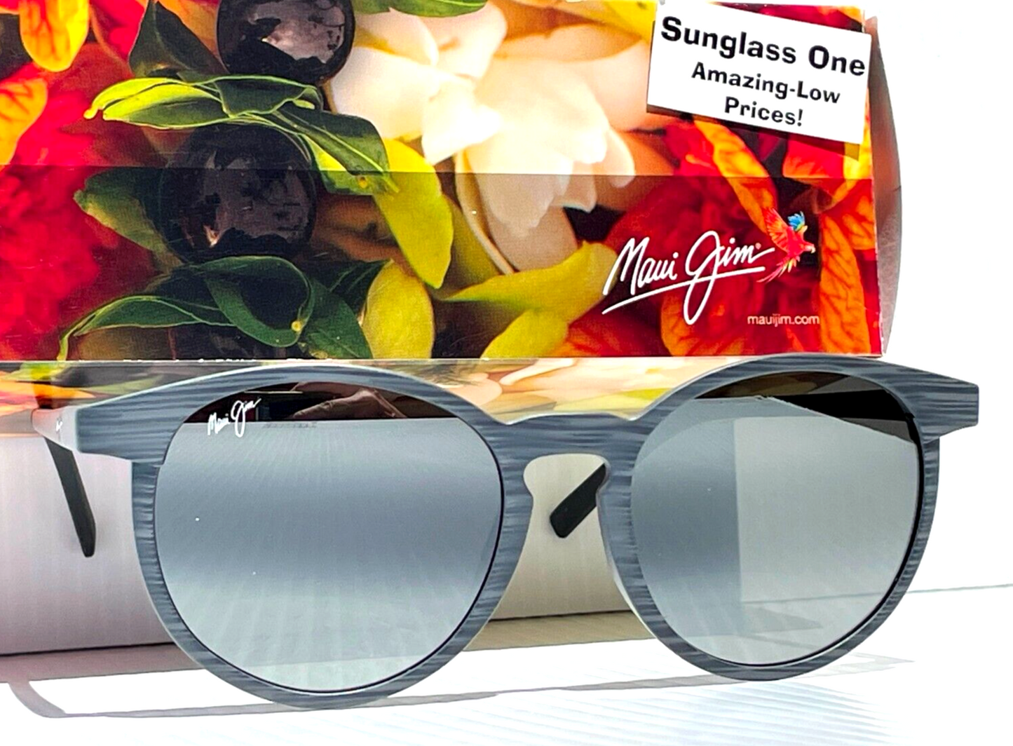 Maui Jim KIAWE Grey Woodgrain Stripe POLARIZED Grey GLASS Sunglass 809-11D