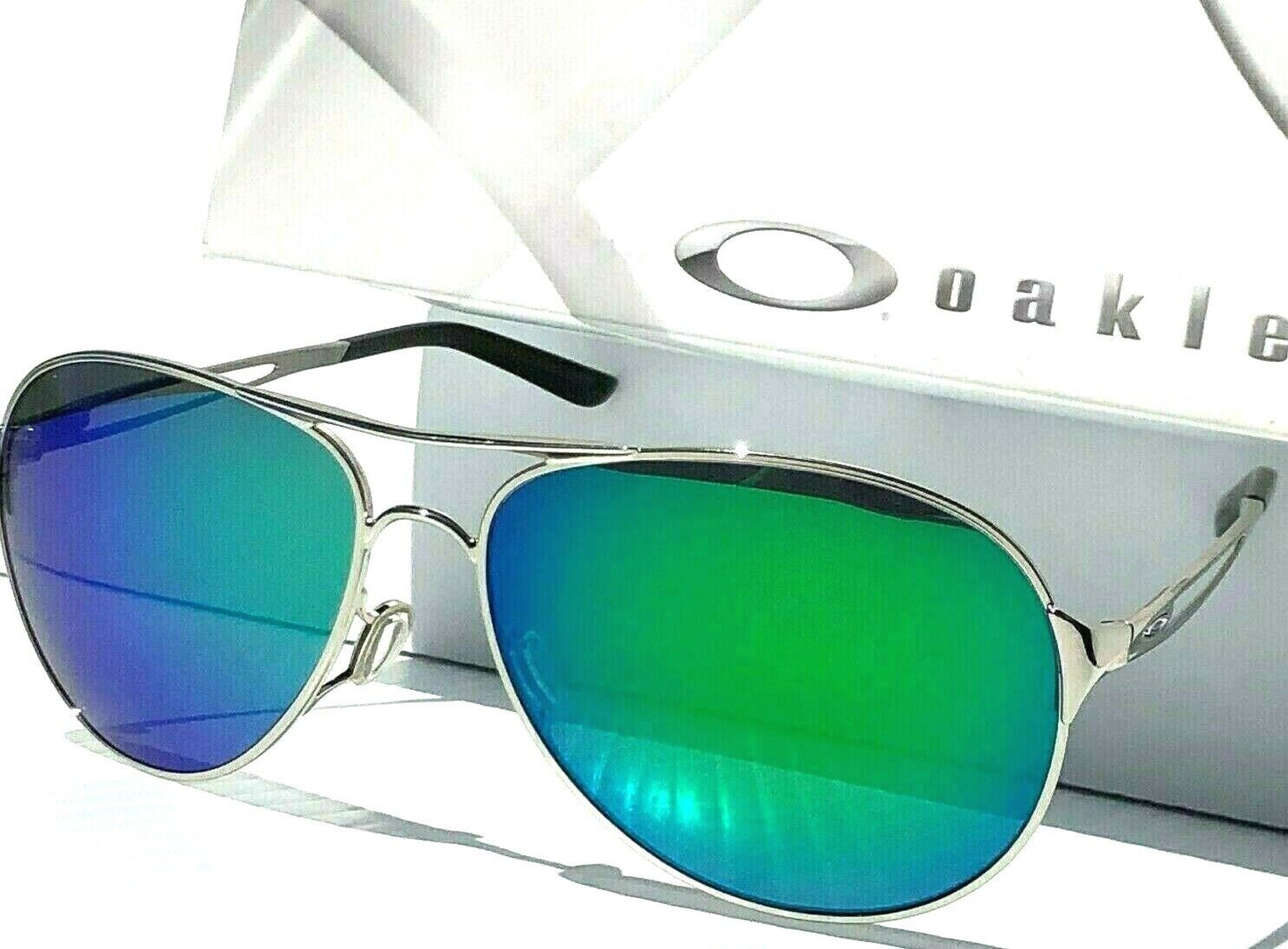 Oakley CAVEAT in Silver Frame with POLARIZED Galaxy Jade lens Sunglasses oo4054 - Two-Lens Bundle!