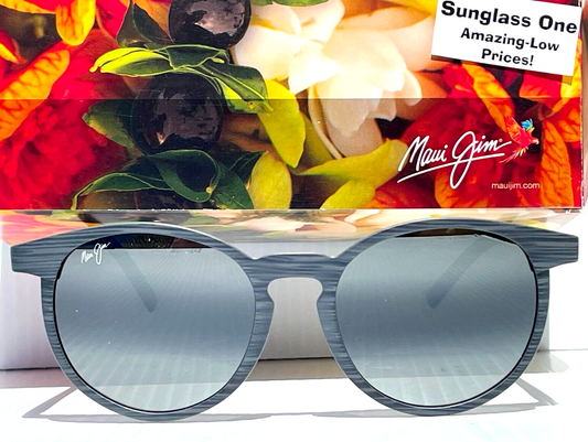 Maui Jim KIAWE Grey Woodgrain Stripe POLARIZED Grey GLASS Sunglass 809-11D