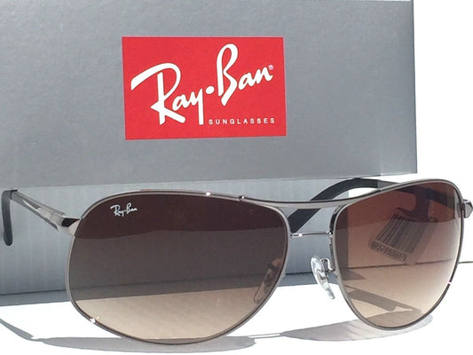 Ray Ban Silver 64mm Frame with Brown Gradient Lens Sunglass RB 3387 004/13