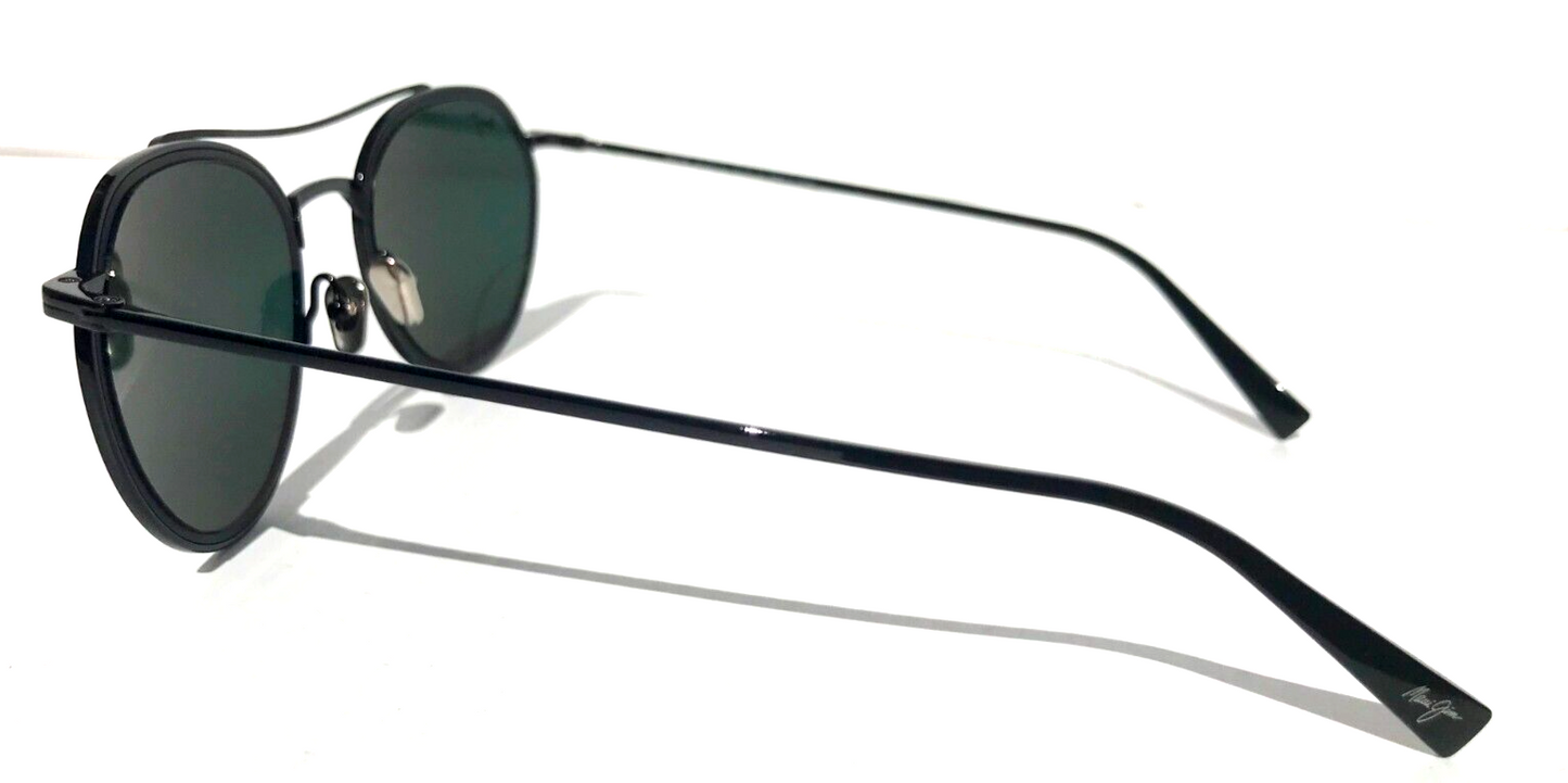 Maui Jim BOWLINE Black Gloss with Matte Round POLARIZED Gray Sunglass 557-02