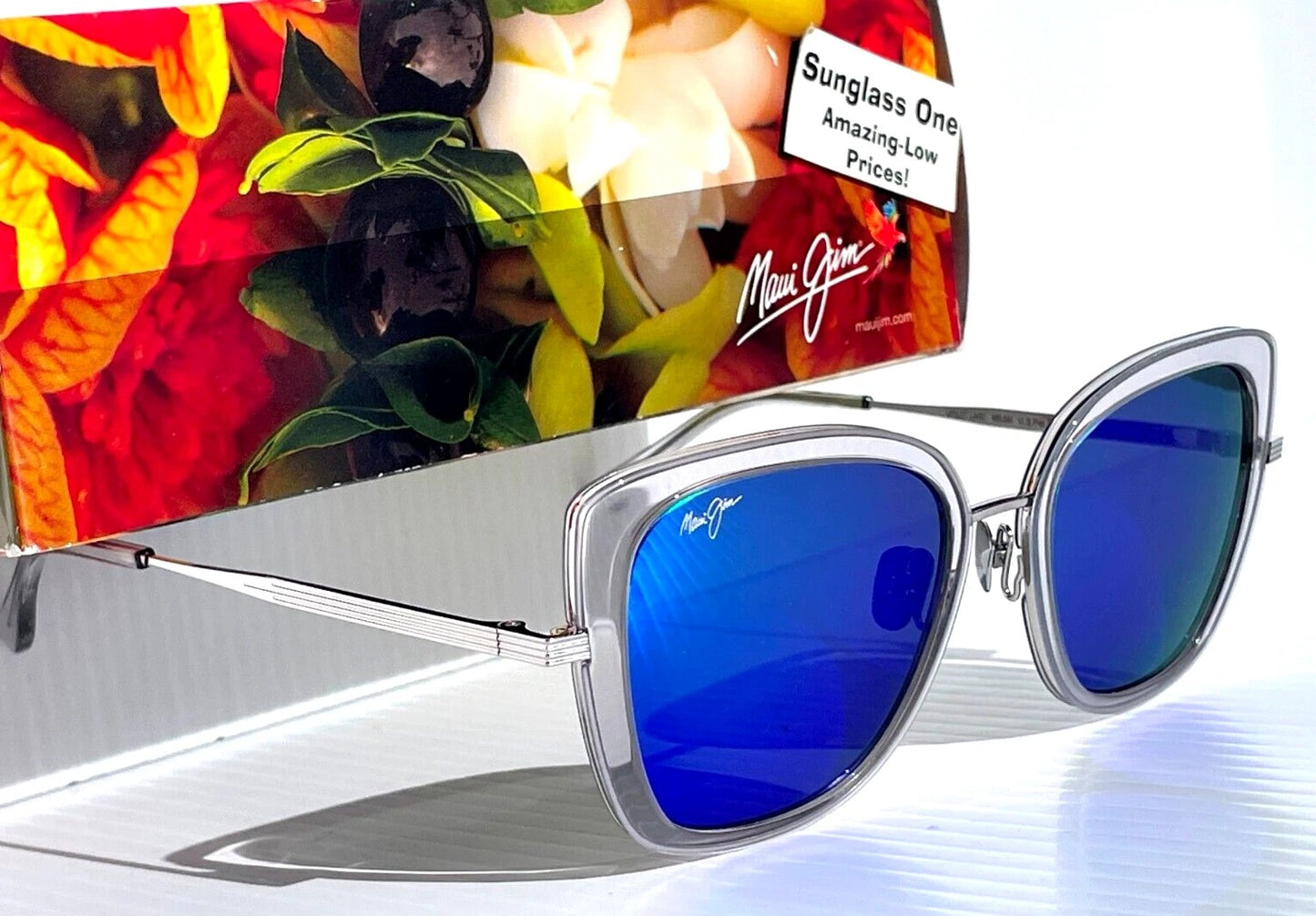 Maui Jim VIOLET LAKE Transparent Clear Frame POLARIZED Maui Blue Lens Sunglass B843-11