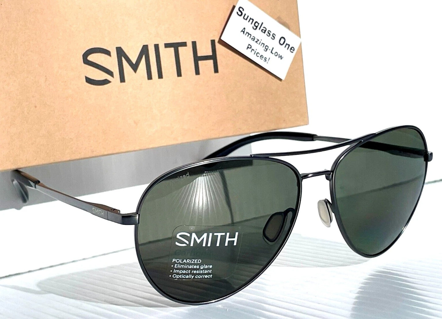 Smith Optics LAYBACK Matte Gunmetal Frame Carbonic POLARIZED Grey Green Lens Sunglass R80