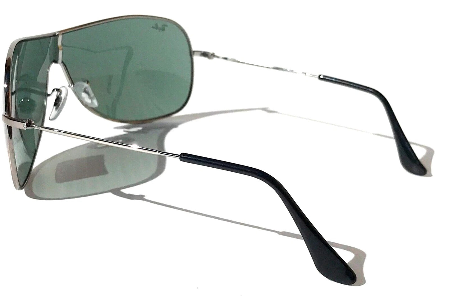 Ray Ban HIGHSTREET Chrome Metal Shield Frame Green Lens Sunglass RB 3211 004/71