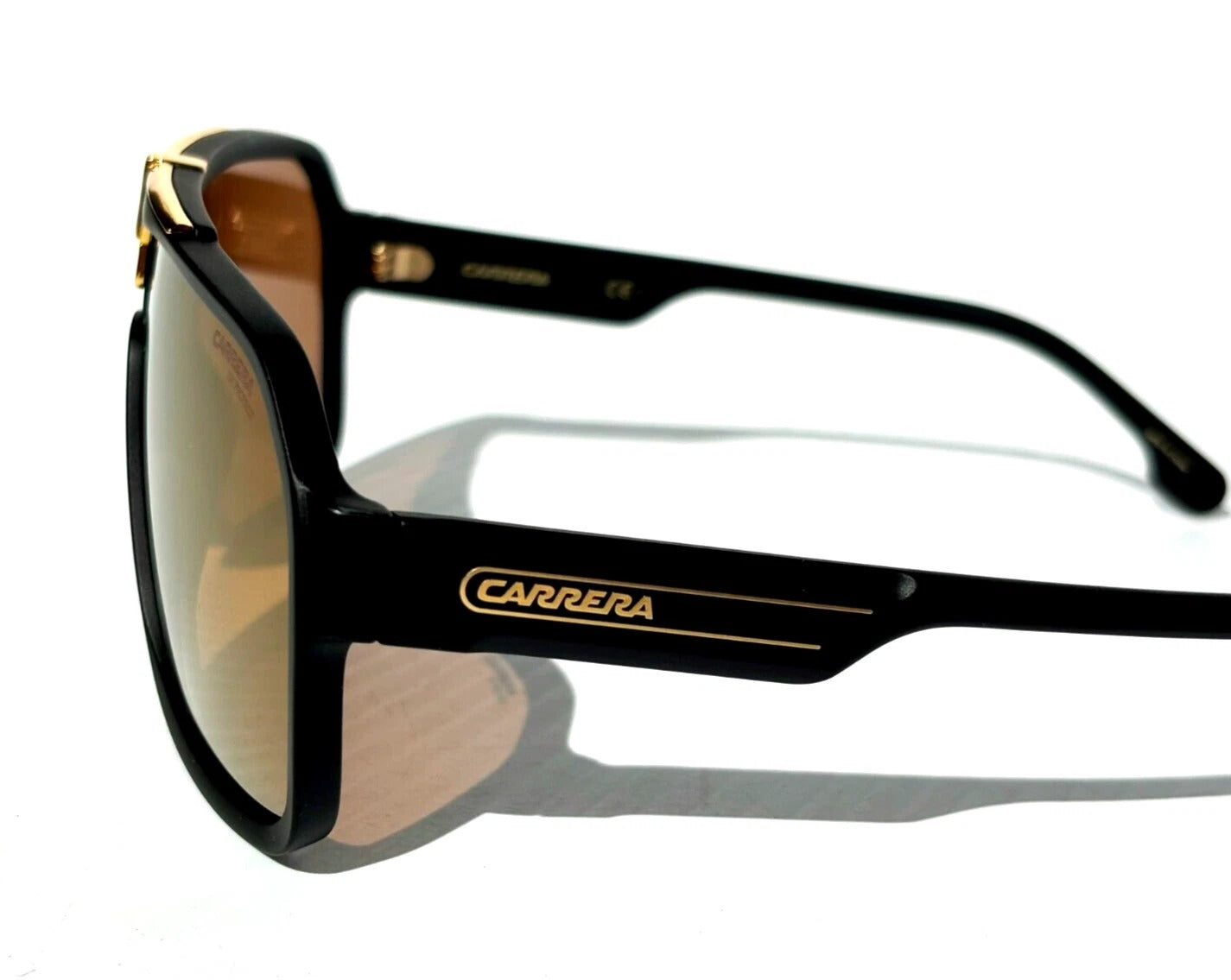 CARRERA Matte Black Gold Frame Gold Brown Lens Sunglass 1014/S I46K1