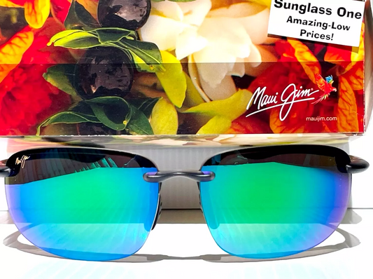 Maui Jim HOOKIPA XL Matte Black POLARIZED Maui Green Lens Sunglass GM456-14