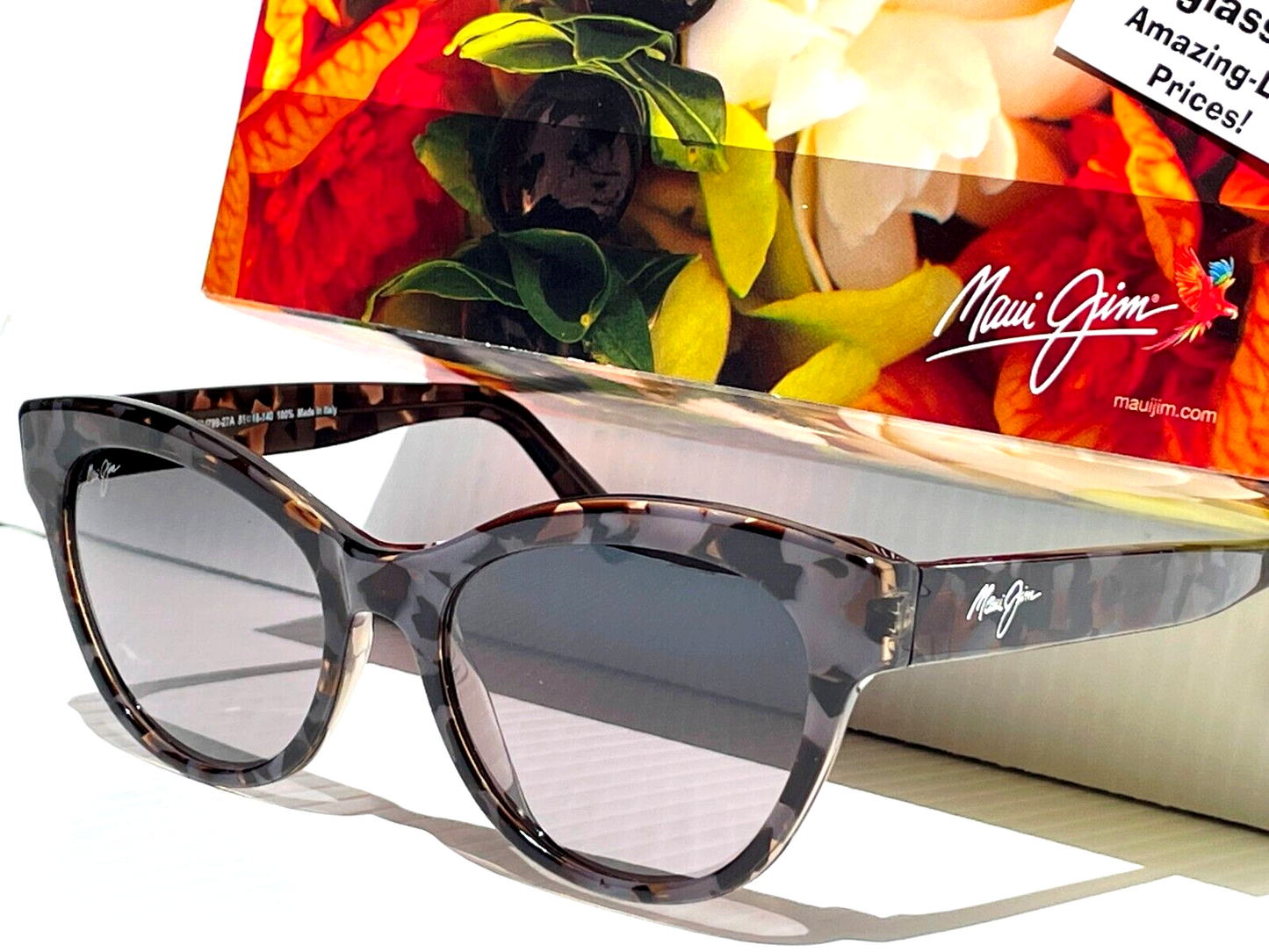 Maui Jim KUUIPO Dove Tortoise Frame POLARIZED Grey GLASS lens Sunglass GS799-27A