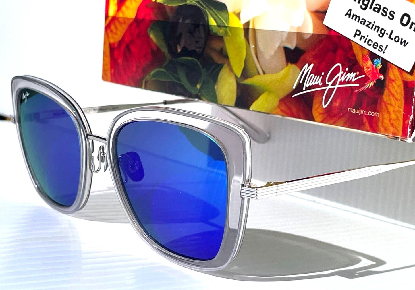 Maui Jim VIOLET LAKE Transparent Clear Frame POLARIZED Maui Blue Lens Sunglass B843-11