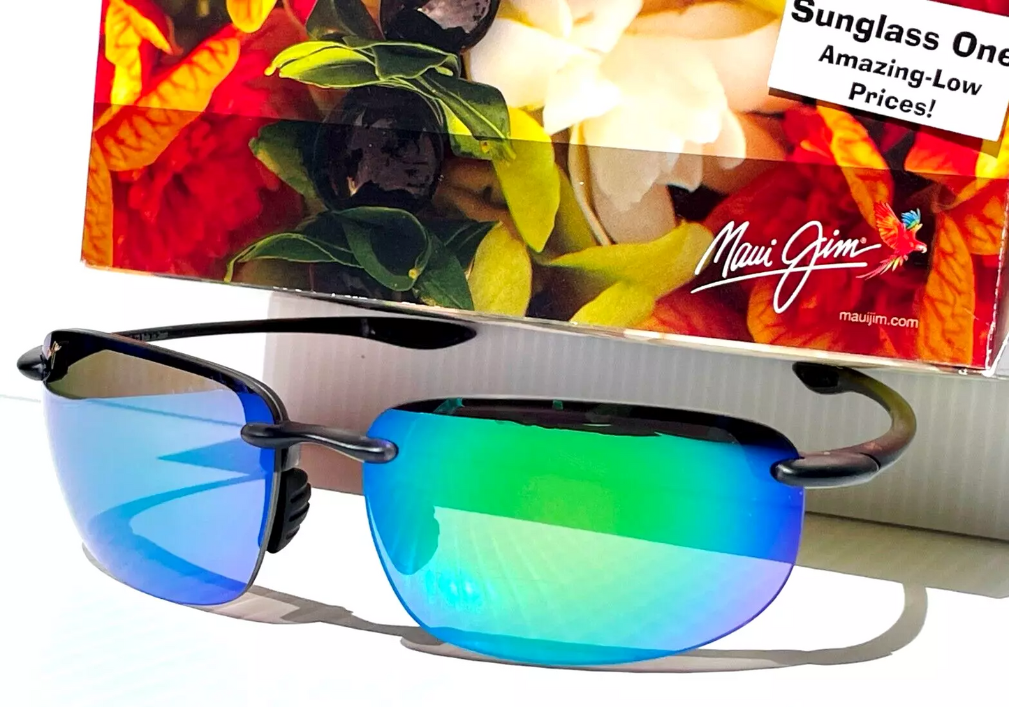 Maui Jim HOOKIPA XL Matte Black POLARIZED Maui Green Lens Sunglass GM456-14
