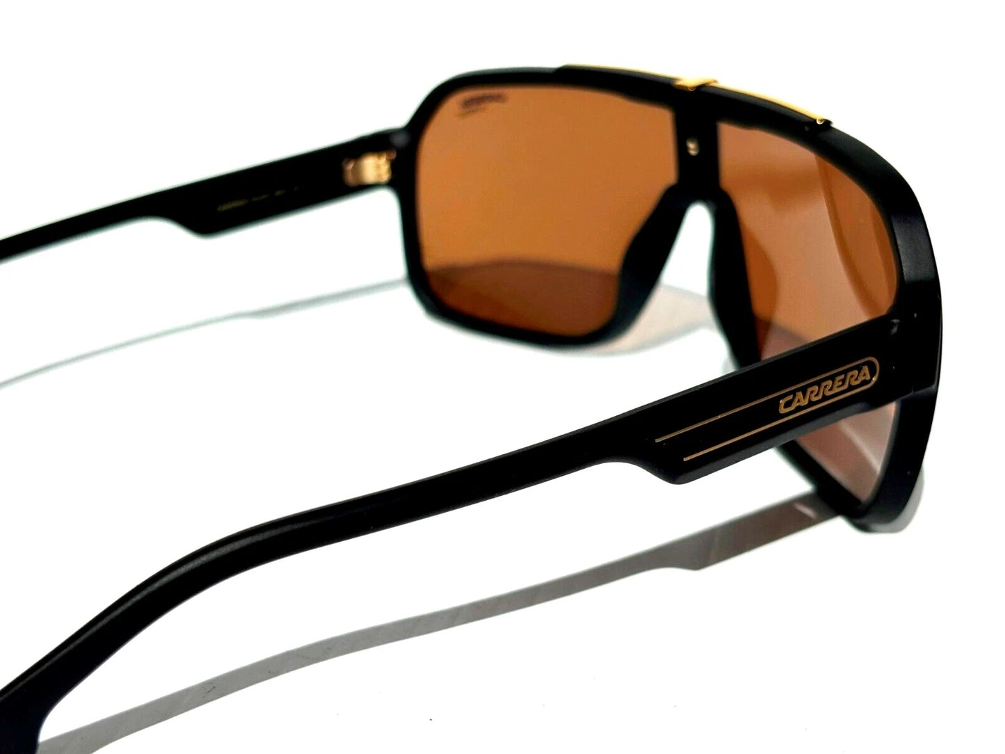 CARRERA Matte Black Gold Frame Gold Brown Lens Sunglass 1014/S I46K1