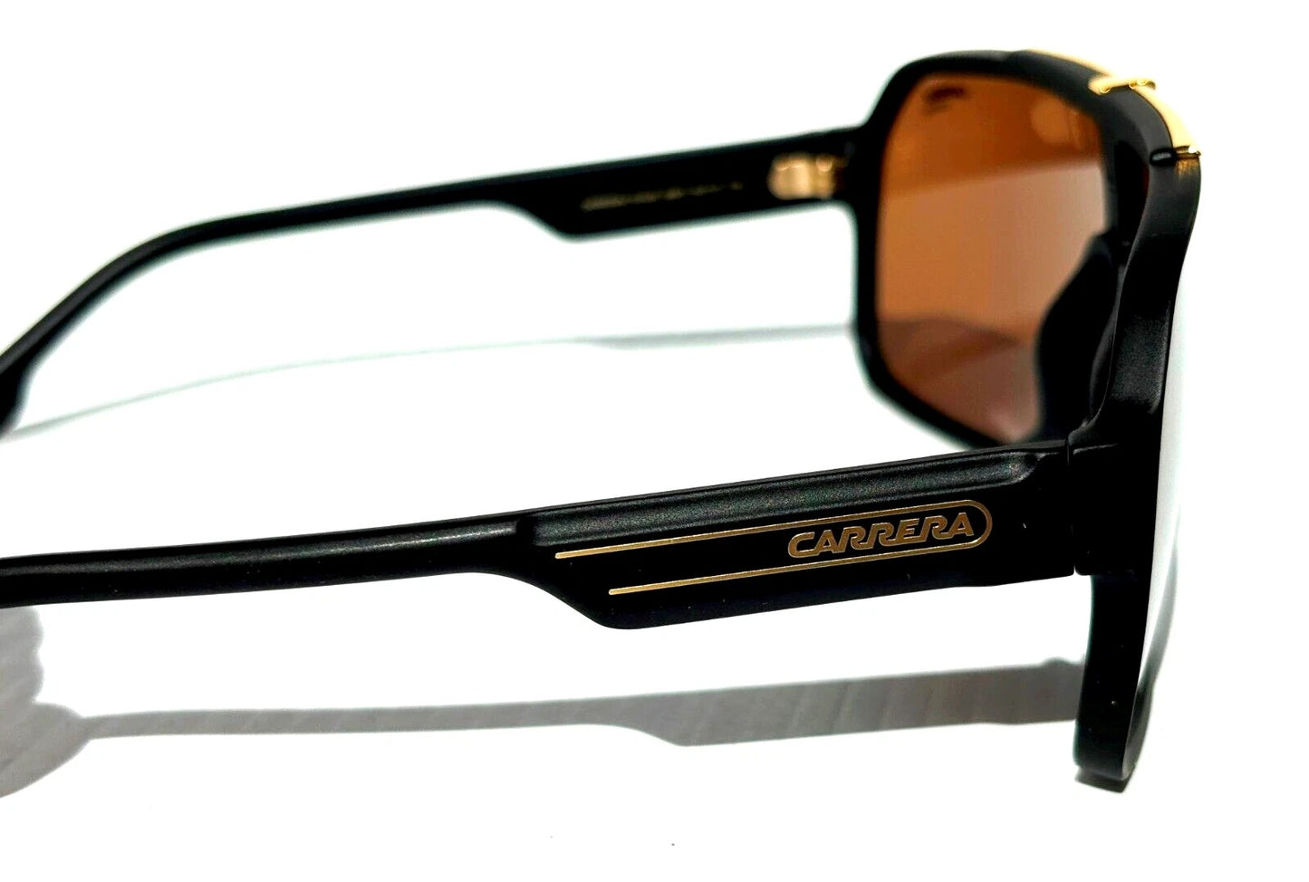 CARRERA Matte Black Gold Frame Gold Brown Lens Sunglass 1014/S I46K1
