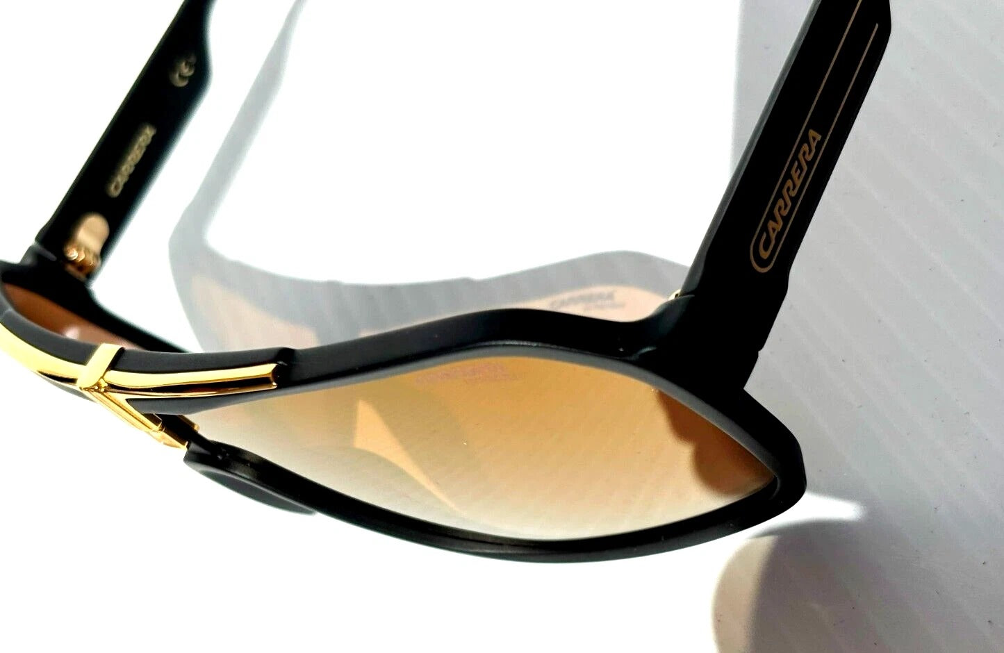 CARRERA Matte Black Gold Frame Gold Brown Lens Sunglass 1014/S I46K1