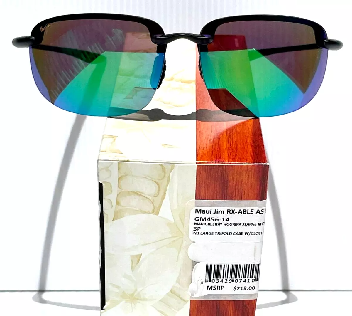 Maui Jim HOOKIPA XL Matte Black POLARIZED Maui Green Lens Sunglass GM456-14