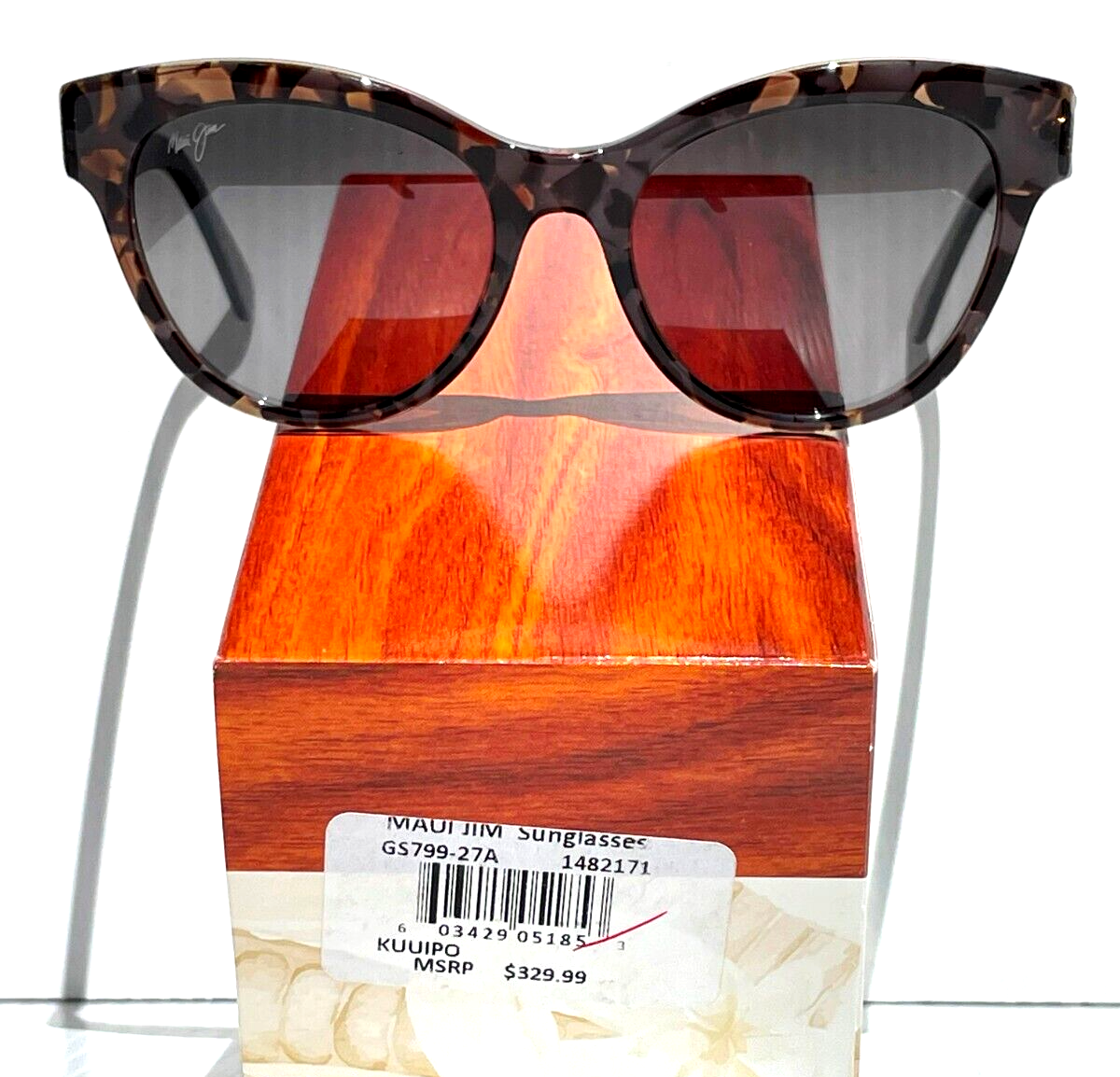 Maui Jim KUUIPO Dove Tortoise Frame POLARIZED Grey GLASS lens Sunglass GS799-27A