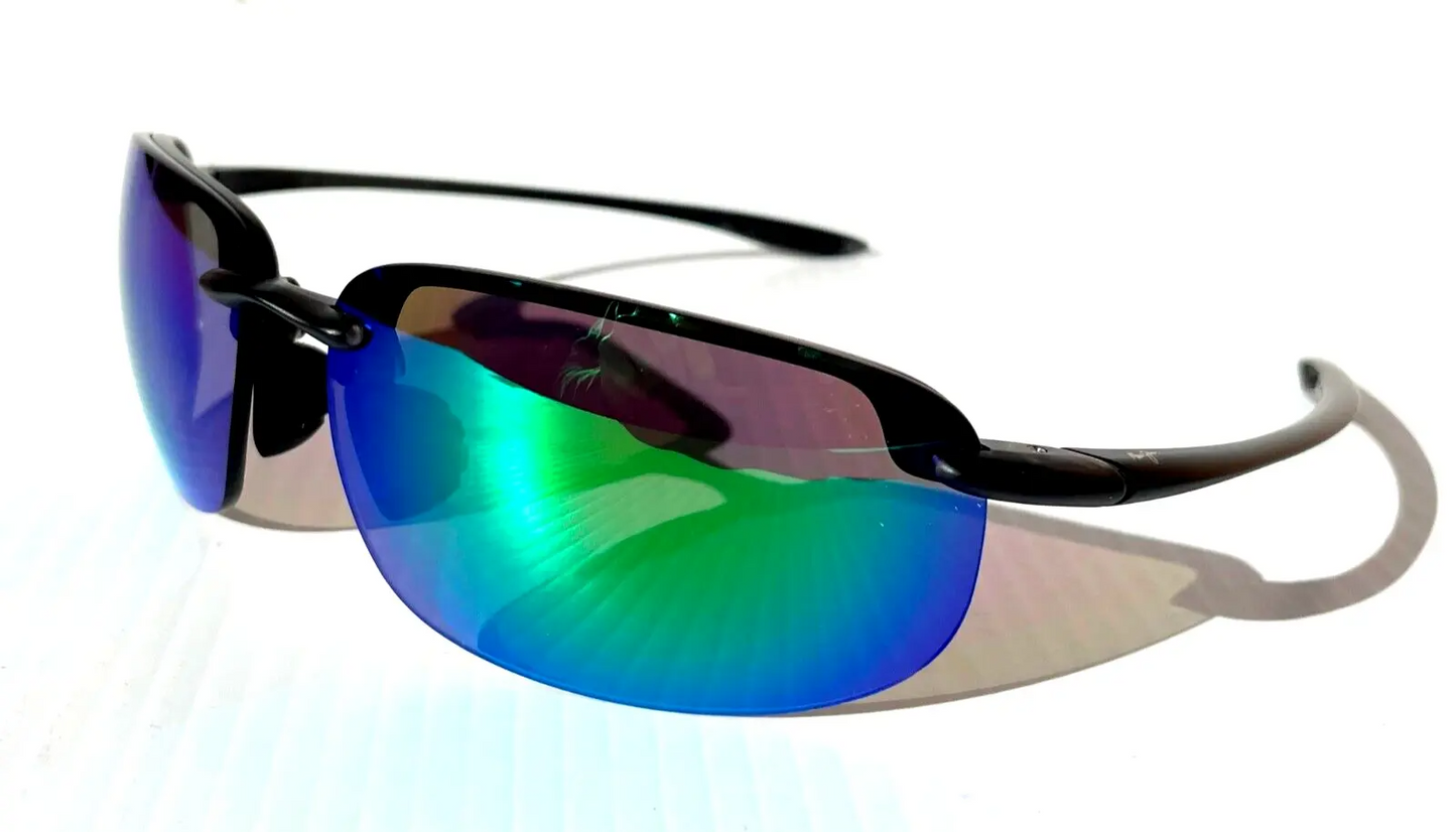 Maui Jim HOOKIPA XL Matte Black POLARIZED Maui Green Lens Sunglass GM456-14