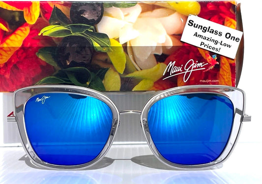 Maui Jim VIOLET LAKE Transparent Clear Frame POLARIZED Maui Blue Lens Sunglass B843-11