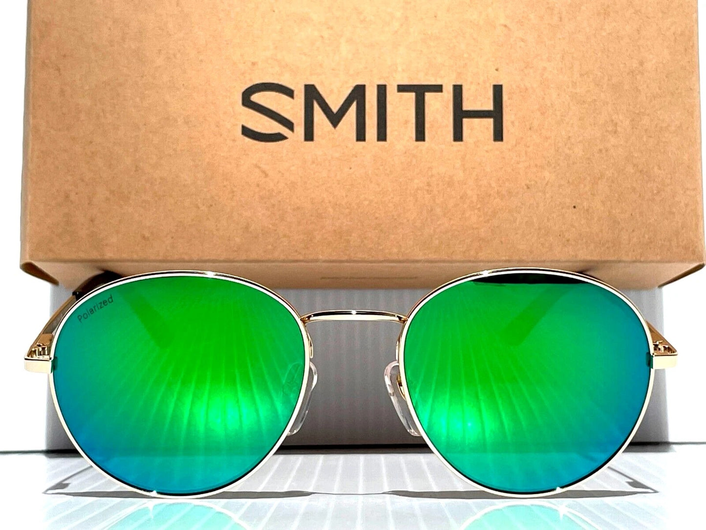 Smith Optics PREP Shiny Gold Frame Carbonic POLARIZED Green Mirror Lens Sunglass 5Z