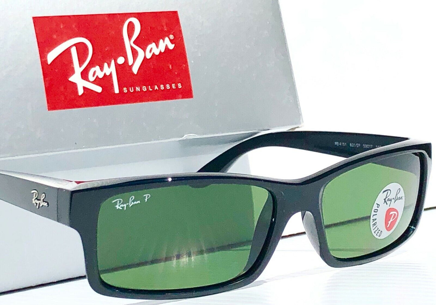 Ray Ban Polished Black Frame POLARIZED Green Lens Sunglass RB 4151 601/2P