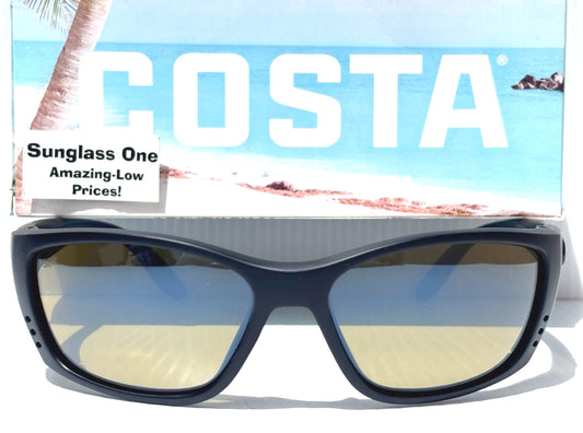 Costa Del Mar FISCH Black POLARIZED Sunrise Silver 580G GLASS Lens Sunglass 9054-13