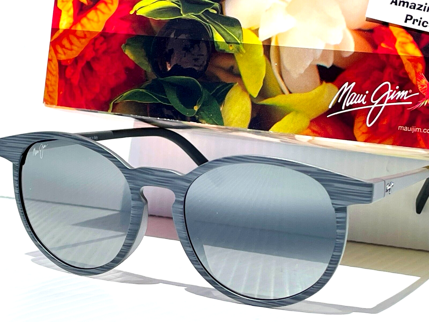 Maui Jim KIAWE Grey Woodgrain Stripe POLARIZED Grey GLASS Sunglass 809-11D