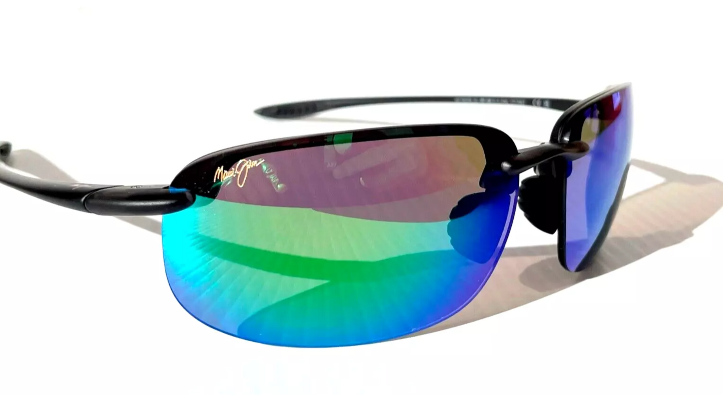 Maui Jim HOOKIPA XL Matte Black POLARIZED Maui Green Lens Sunglass GM456-14