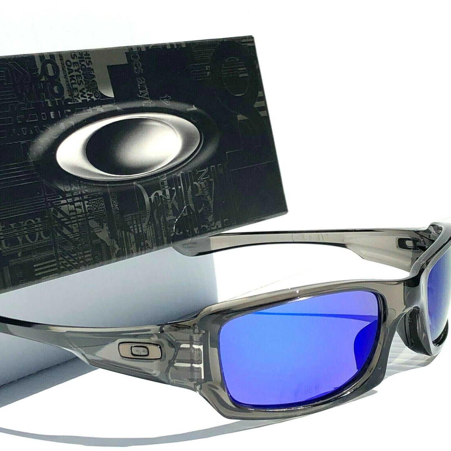 Oakley FIVES Squared in Grey Smoke Frames POLARIZED Galaxy Blue Lens Sunglass oo9238-04 - Two-Lens Bundle!