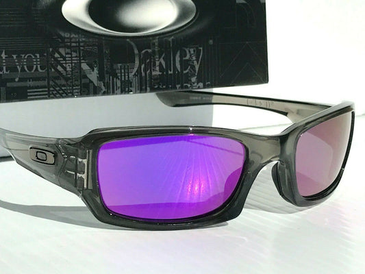 Oakley FIVES Squared in Grey Smoke Frames POLARIZED Galaxy Purple Lens Sunglass oo9238-04 - Two-Lens Bundle!