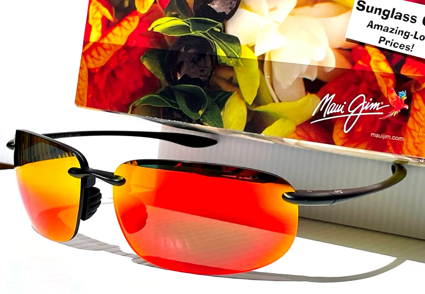Maui Jim HOOKIPA XL Matte Black POLARIZED Lava Ruby Lens Sunglass RM456-02A