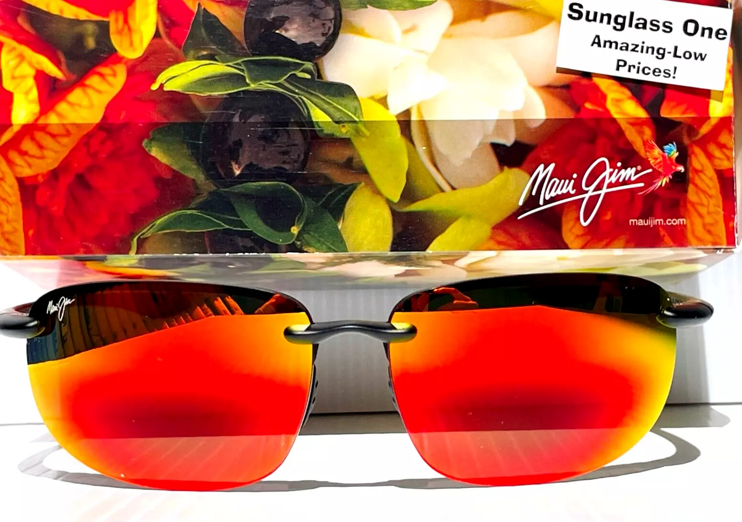 Maui Jim HOOKIPA XL Matte Black POLARIZED Lava Ruby Lens Sunglass RM456-02A