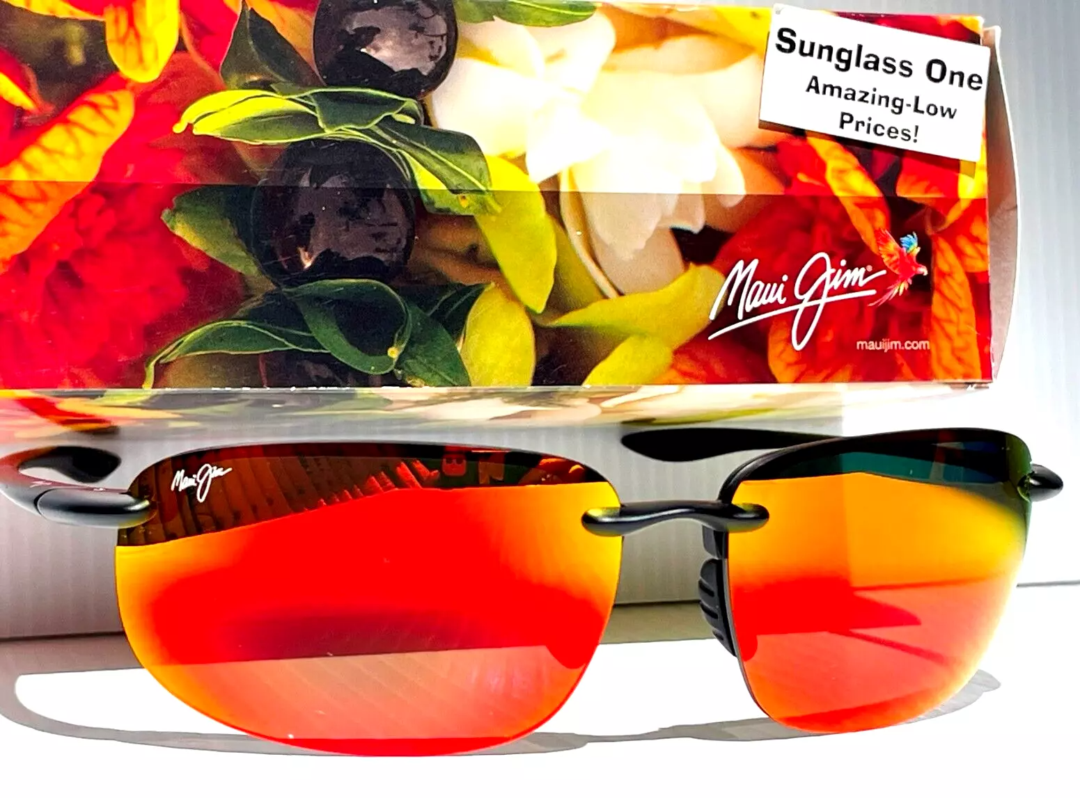 Maui Jim HOOKIPA XL Matte Black POLARIZED Lava Ruby Lens Sunglass RM45 SunglassOne