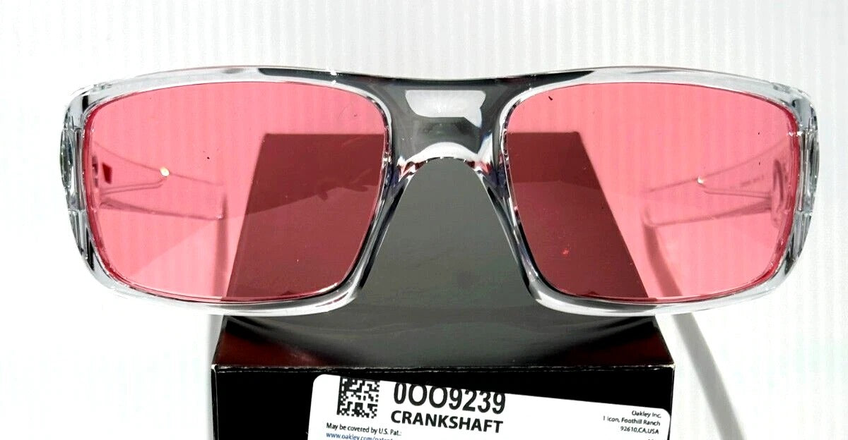 Oakley CRANKSHAFT Shiny Clear Frame Non-Polarized Galaxy HD Pink Iridium Lens Sunglass 9239-04 - Two-Lens Bundle!