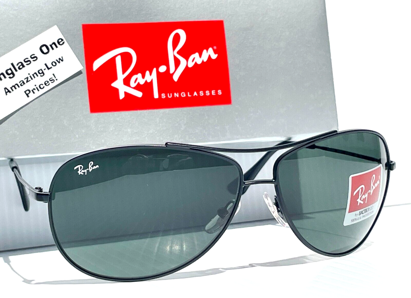 Ray Ban Matte Black AVIATOR Frame Gray Green Lens Sunglass RB 3293 006/71
