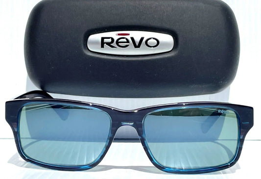 REVO FINLEY G Shiny Blue Horn POLARIZED Grey GLASS Lens Sunglass RE 1176 05 SG50