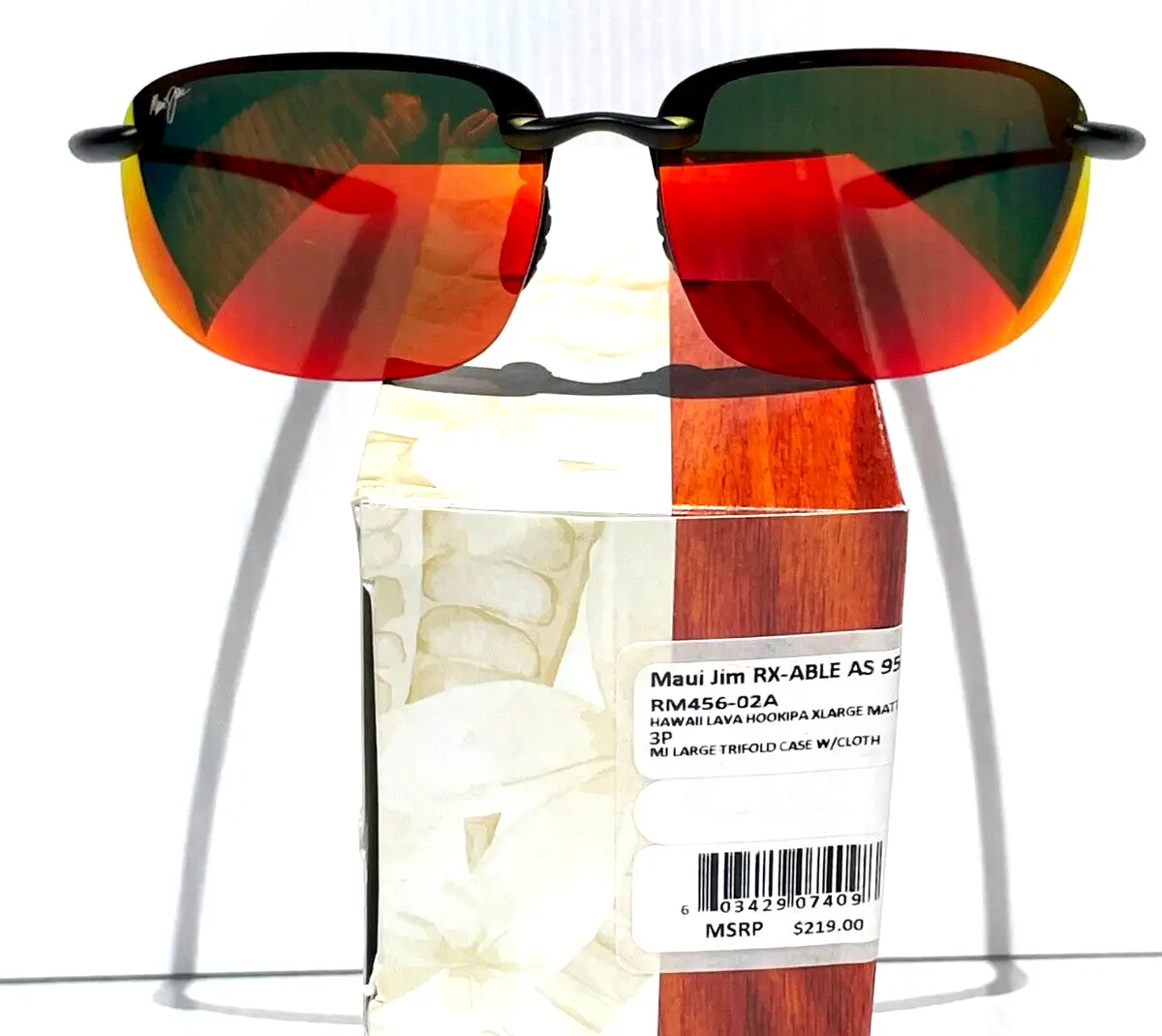 Maui Jim HOOKIPA XL Matte Black POLARIZED Lava Ruby Lens Sunglass RM456-02A