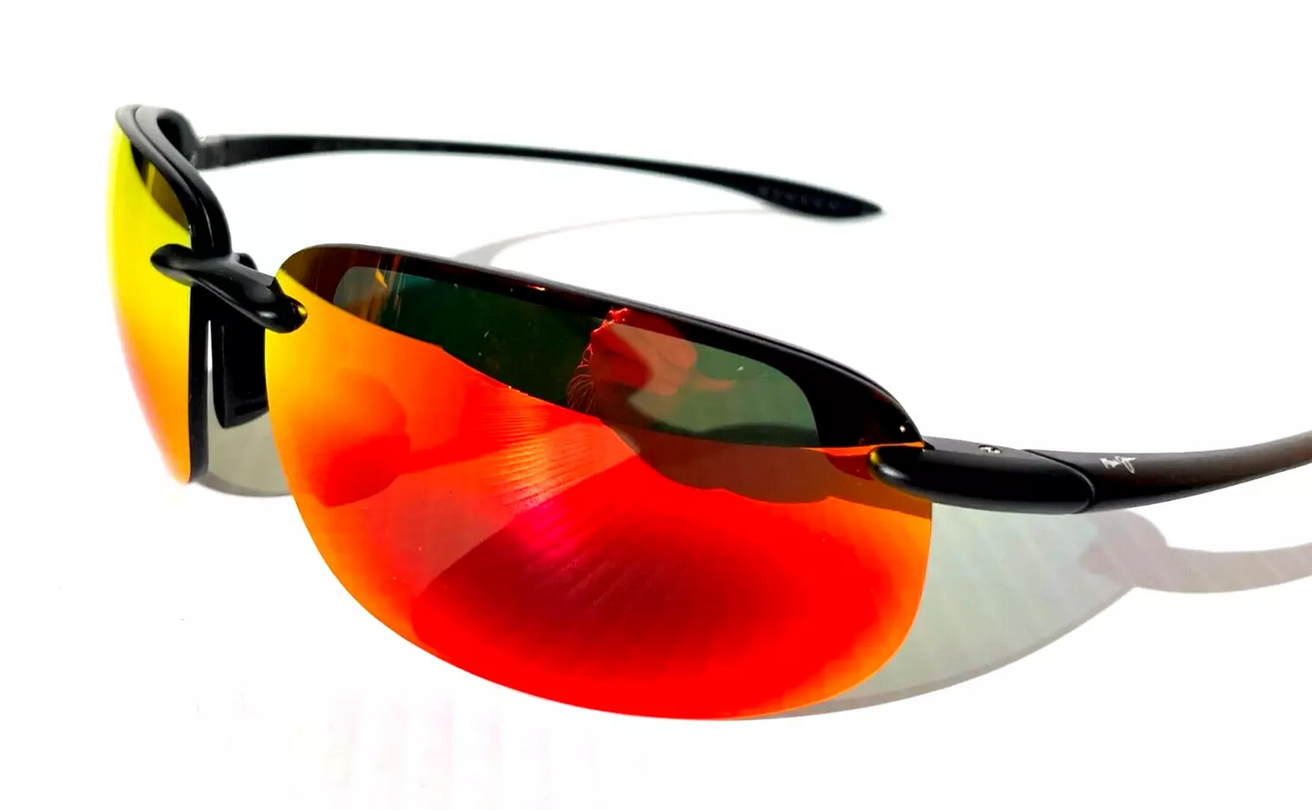 Maui Jim HOOKIPA XL Matte Black POLARIZED Lava Ruby Lens Sunglass RM456-02A