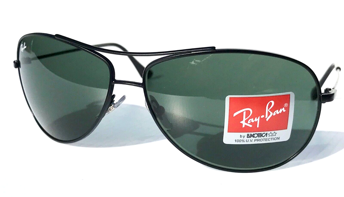 Ray Ban Matte Black AVIATOR Frame Gray Green Lens Sunglass RB 3293 006/71