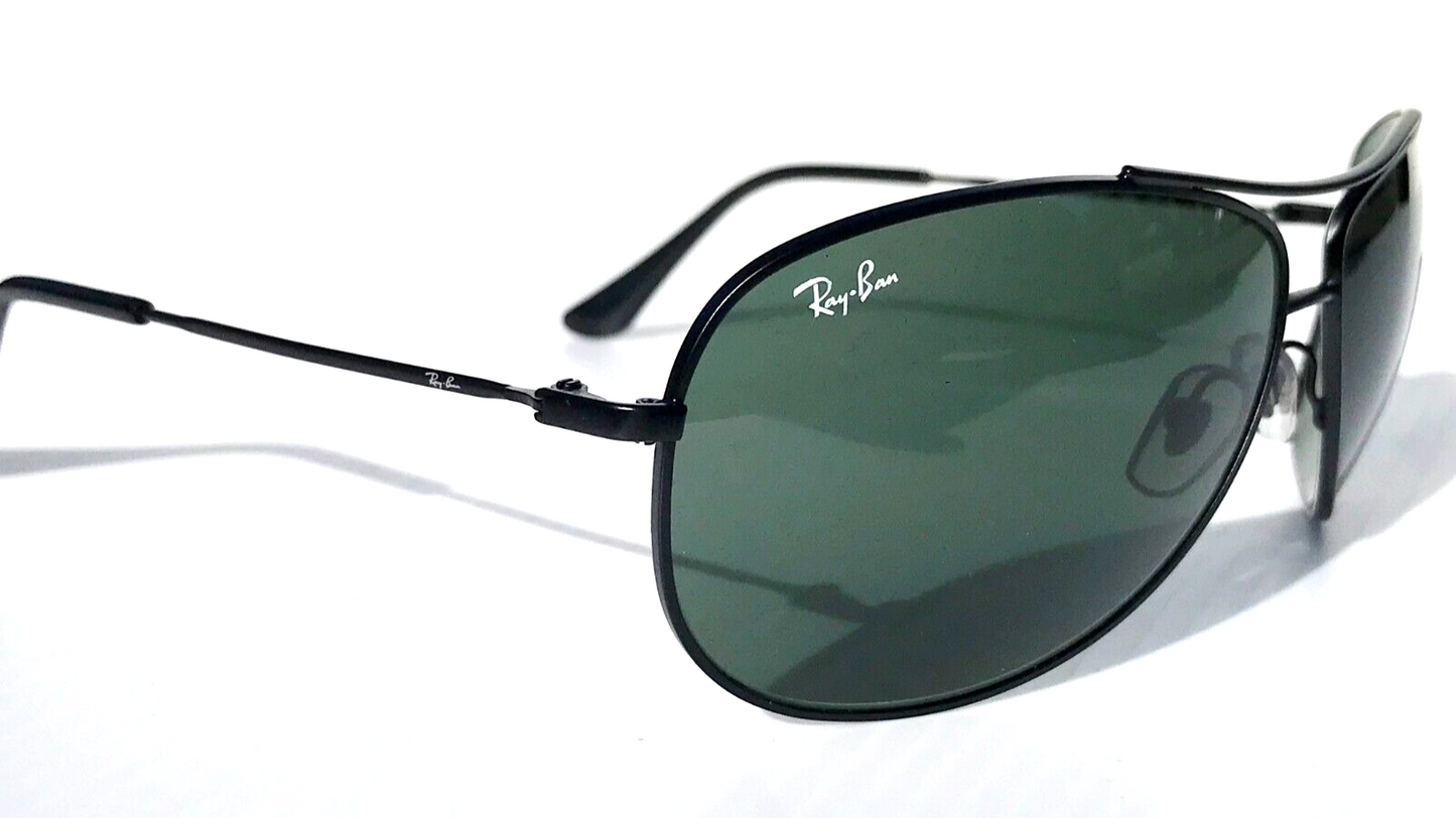 Ray Ban Matte Black AVIATOR Frame Gray Green Lens Sunglass RB 3293 006/71