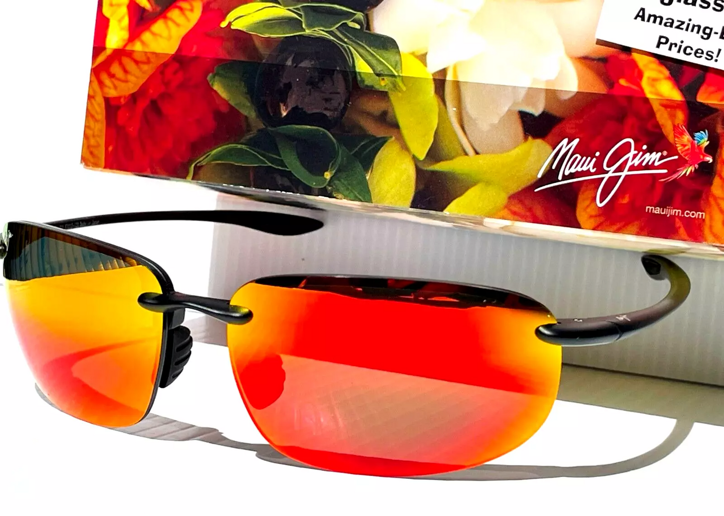 Maui Jim HOOKIPA XL Matte Black POLARIZED Lava Ruby Lens Sunglass RM456-02A