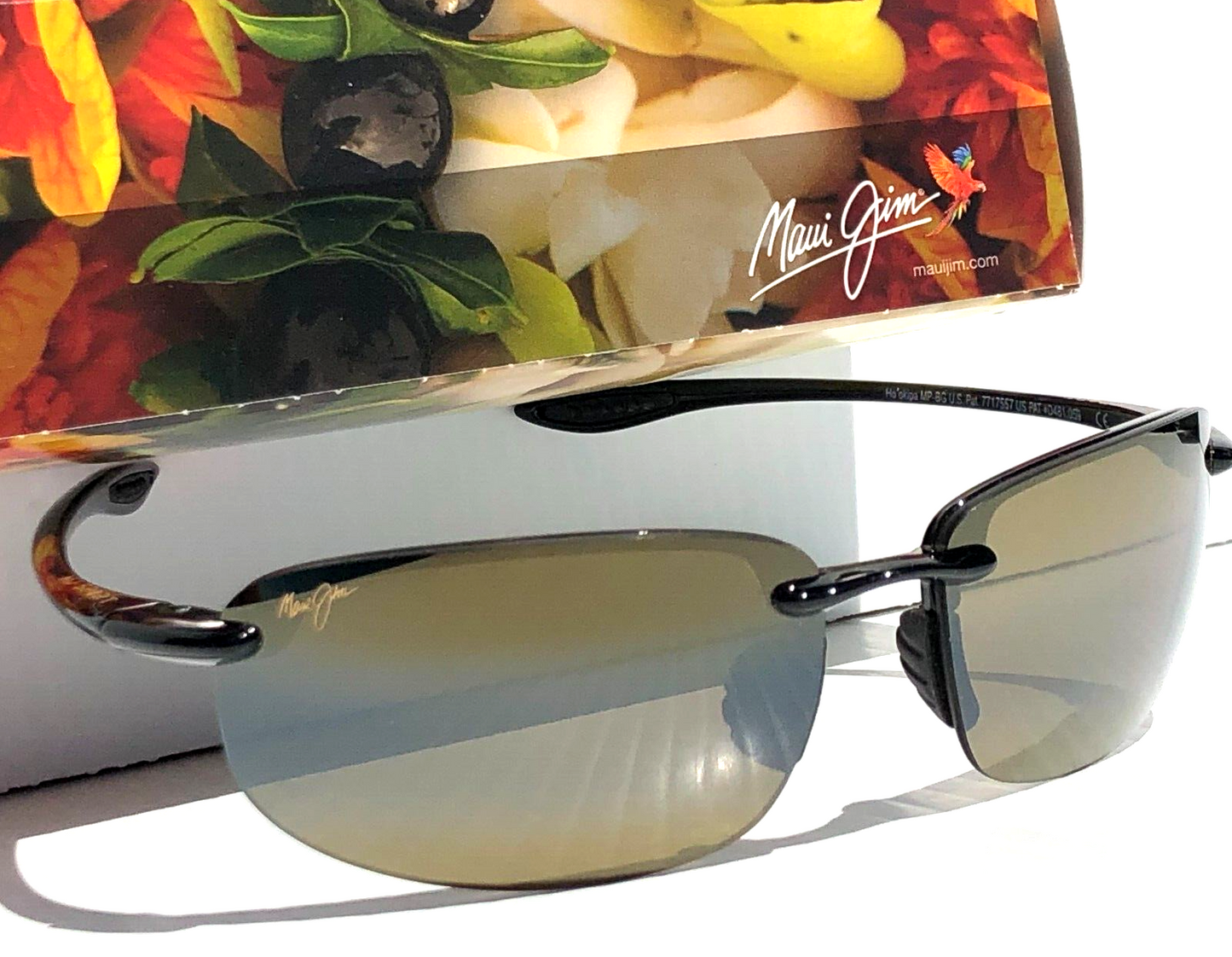 Maui Jim HOOKIPA Gloss Black Frames POLARIZED HCL Bronze Lens Sunglass H407-02