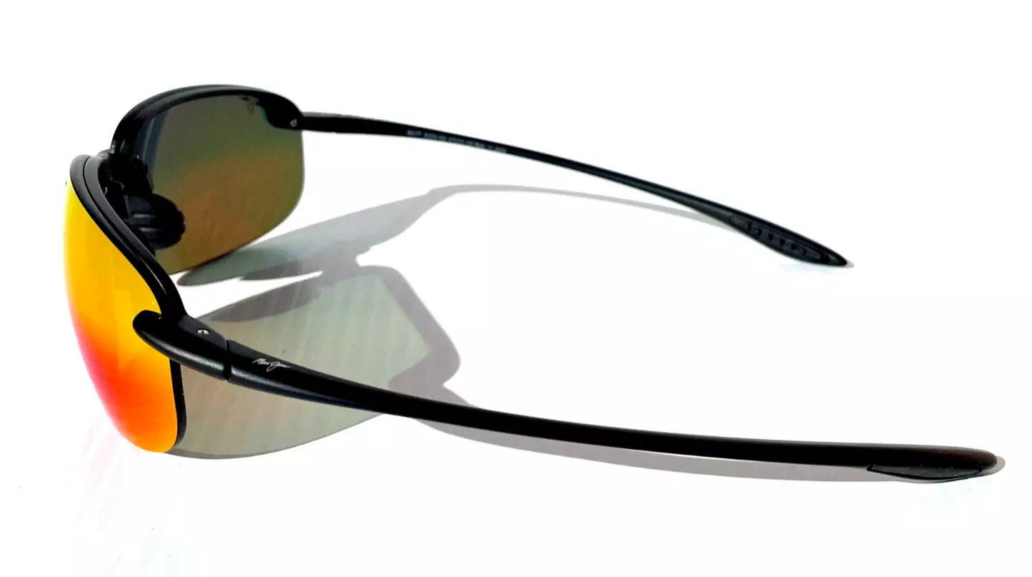Maui Jim HOOKIPA XL Matte Black POLARIZED Lava Ruby Lens Sunglass RM456-02A