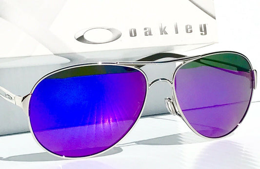 Oakley CAVEAT in Silver Frame with POLARIZED Galaxy Purple lens Sunglasses oo4054 - Two-Lens Bundle!