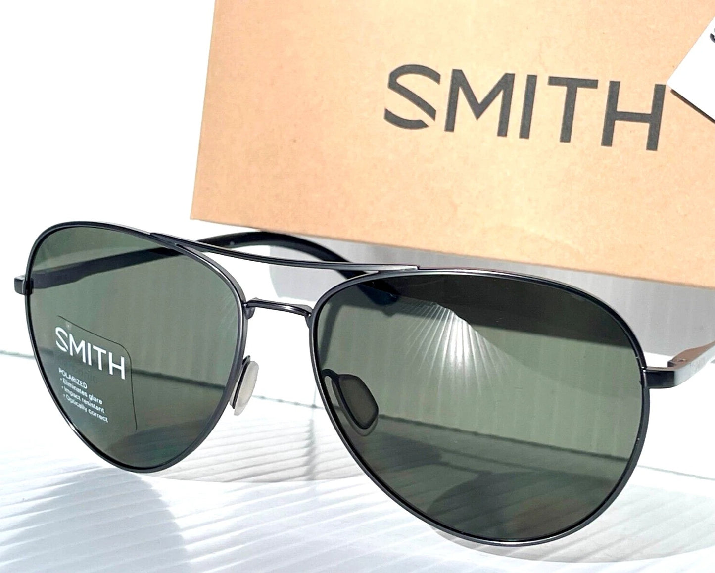 Smith Optics LAYBACK Matte Gunmetal Frame Carbonic POLARIZED Grey Green Lens Sunglass R80
