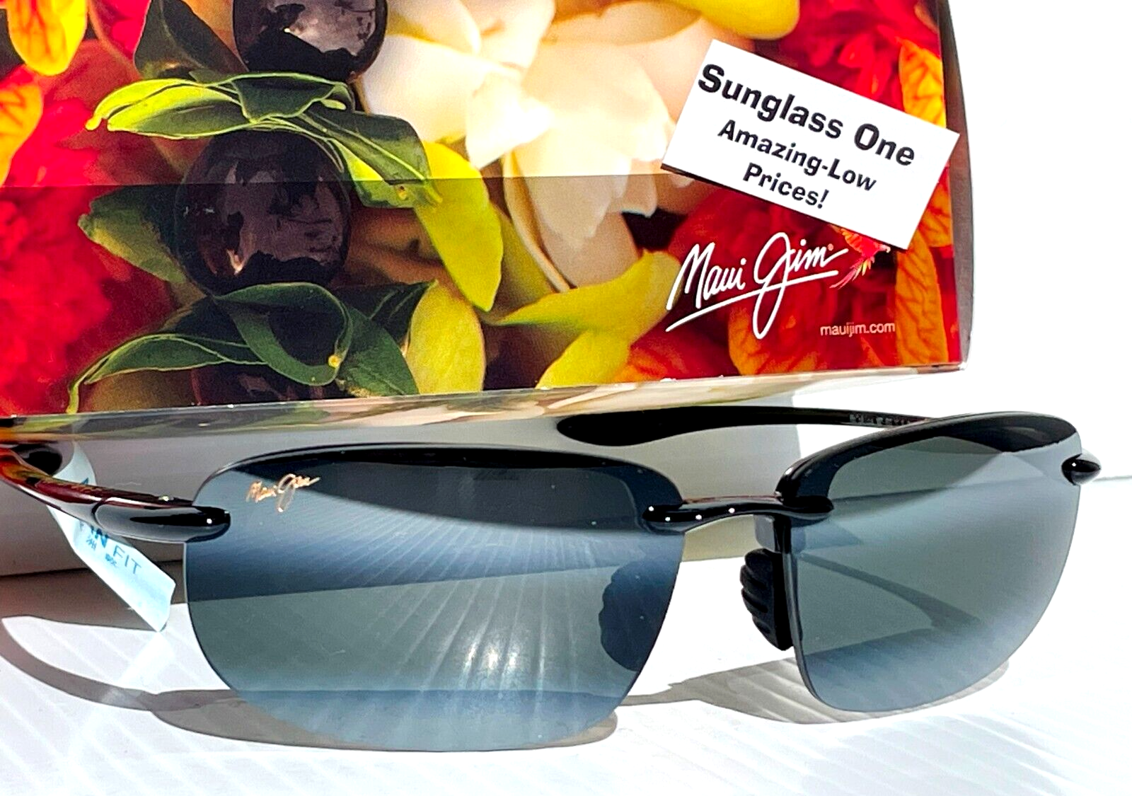 NEW Maui Jim HOOKIPA Gloss Black POLARIZED Grey Lens Sunglass 407N