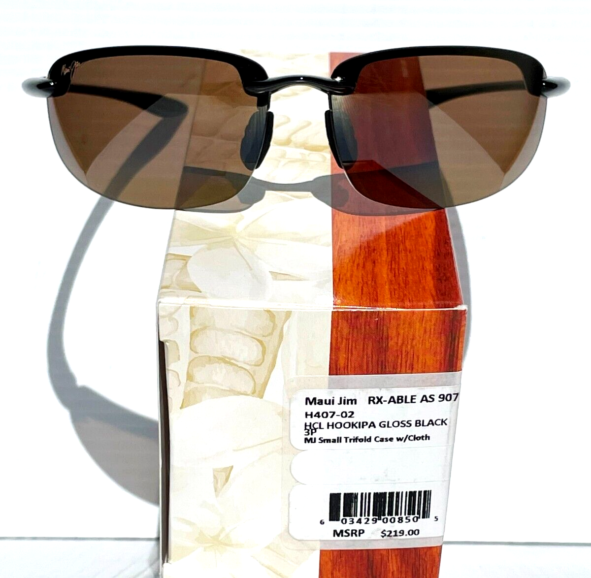 Maui Jim HOOKIPA Gloss Black Frames POLARIZED HCL Bronze Lens Sunglass H407-02