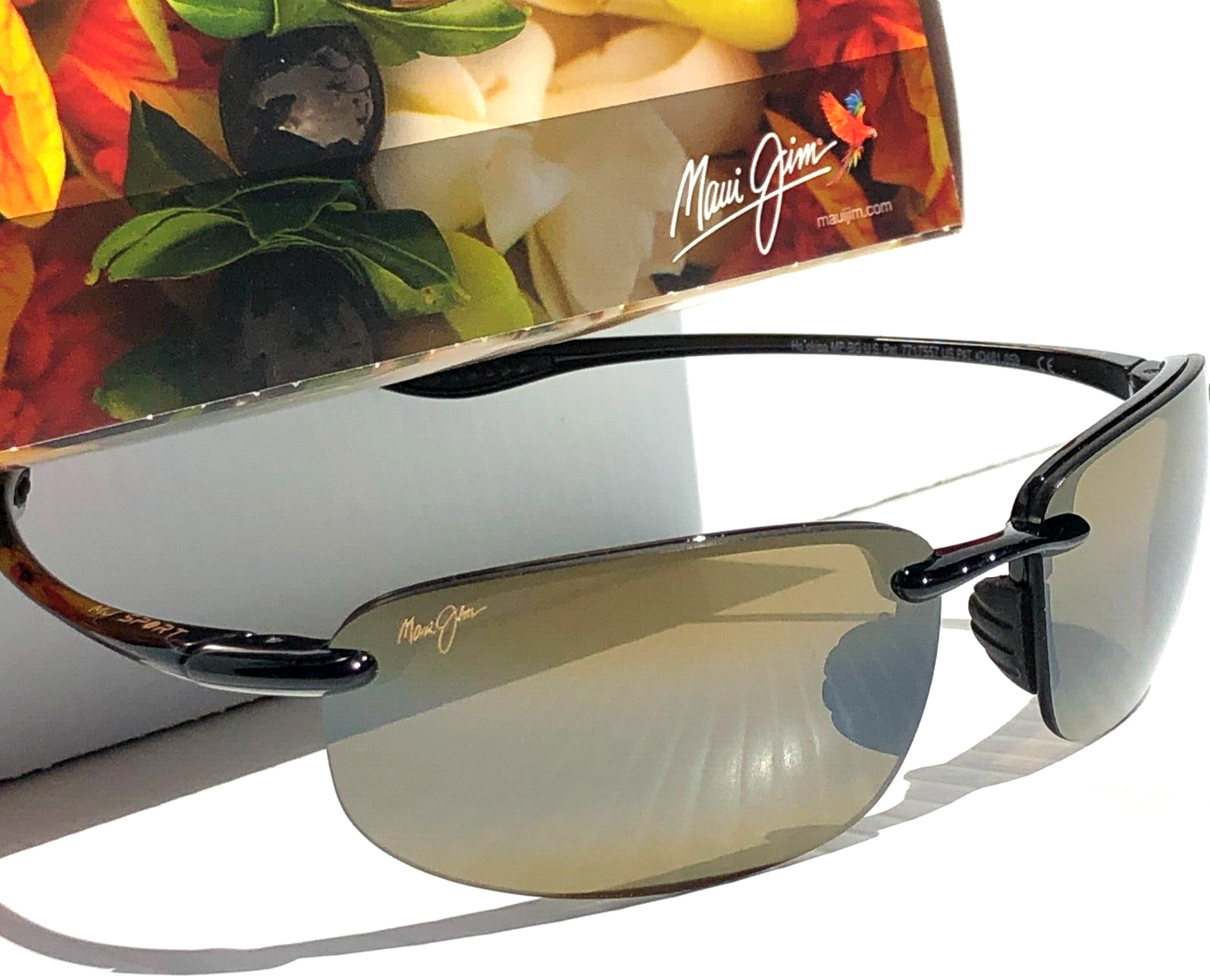 Maui Jim HOOKIPA Gloss Black Frames POLARIZED HCL Bronze Lens Sunglass H407-02