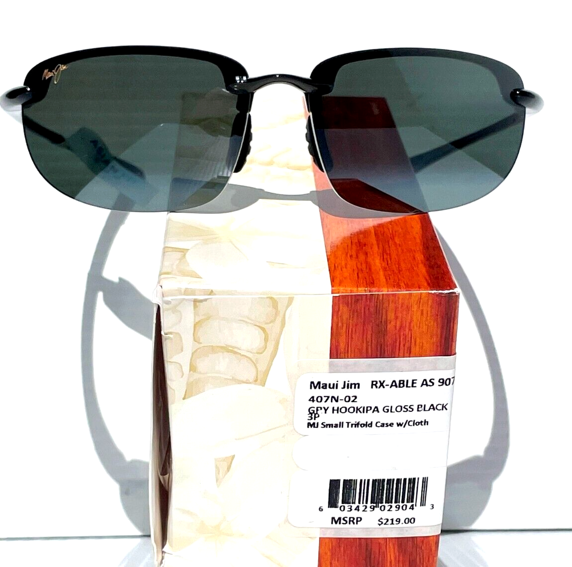 Maui Jim HOOKIPA Gloss Black POLARIZED Grey Lens Sunglass 407N-02