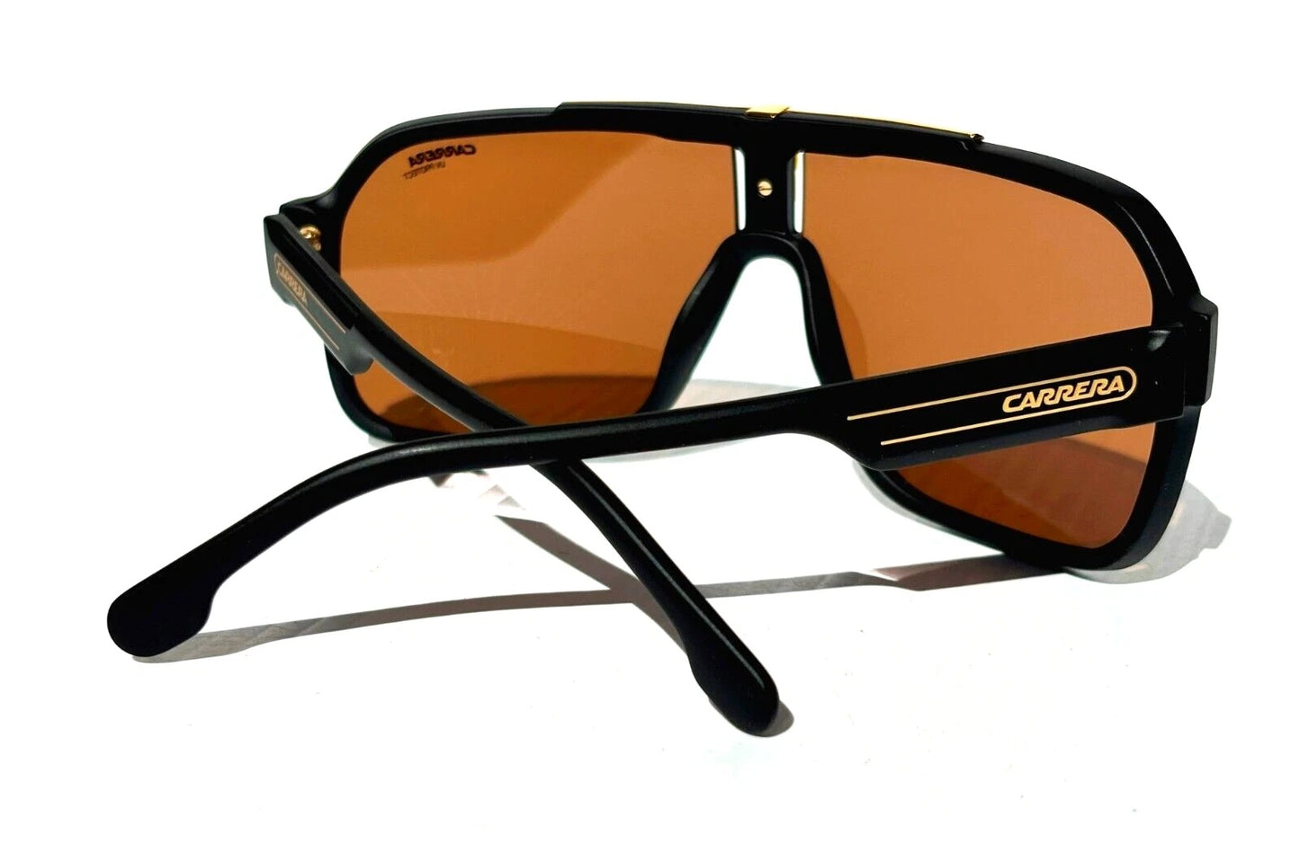 CARRERA Matte Black Gold Frame Gold Brown Lens Sunglass 1014/S I46K1