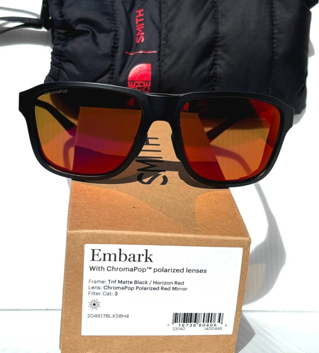 Smith Optics EMBARK Matte Black Horizon Red Frame ChromaPop POLARIZED Red Mirror Sunglass