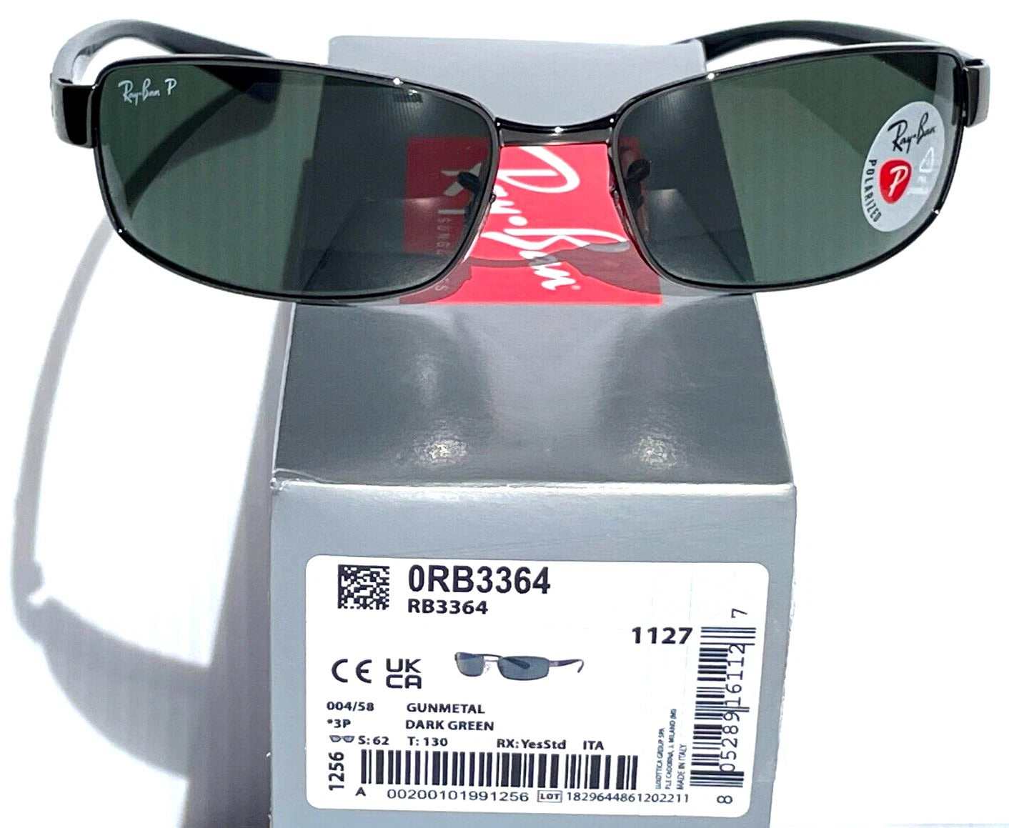 Ray Ban Gunmetal Frame with POLARIZED Dark Green Lens Sunglass RB 3364 004/58